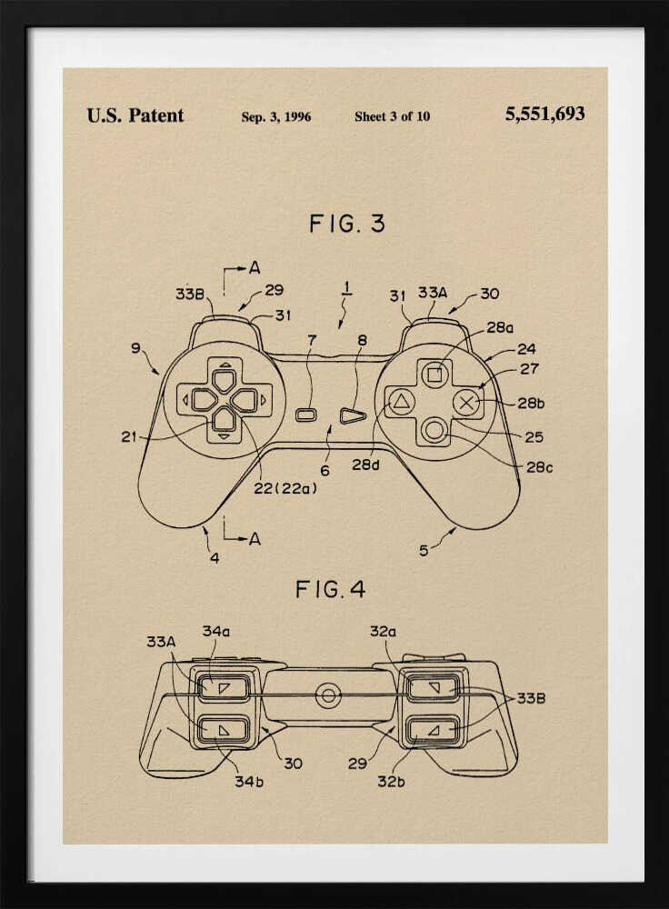 Controller Unit Patent 1996 - Poster / Art Print