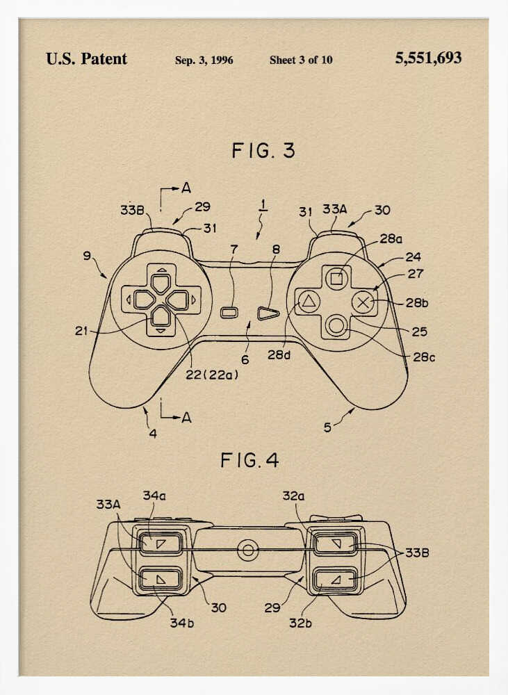Controller Unit Patent 1996 - Poster / Art Print