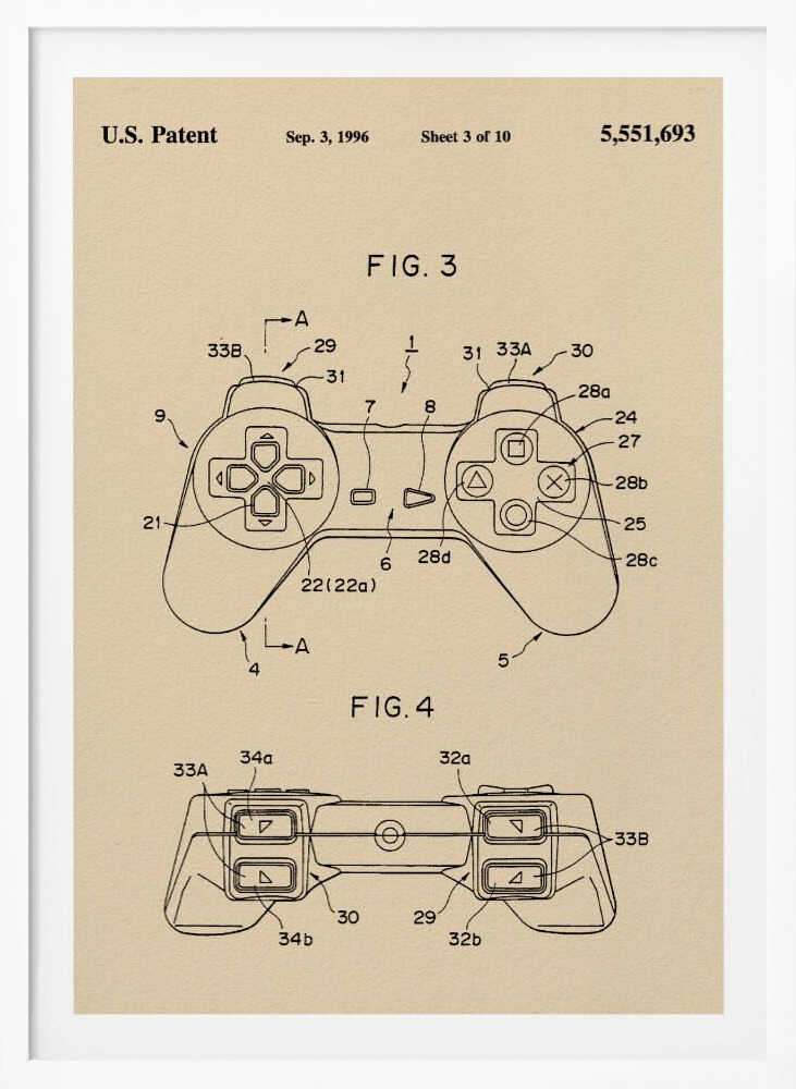 Controller Unit Patent 1996 - Poster / Art Print