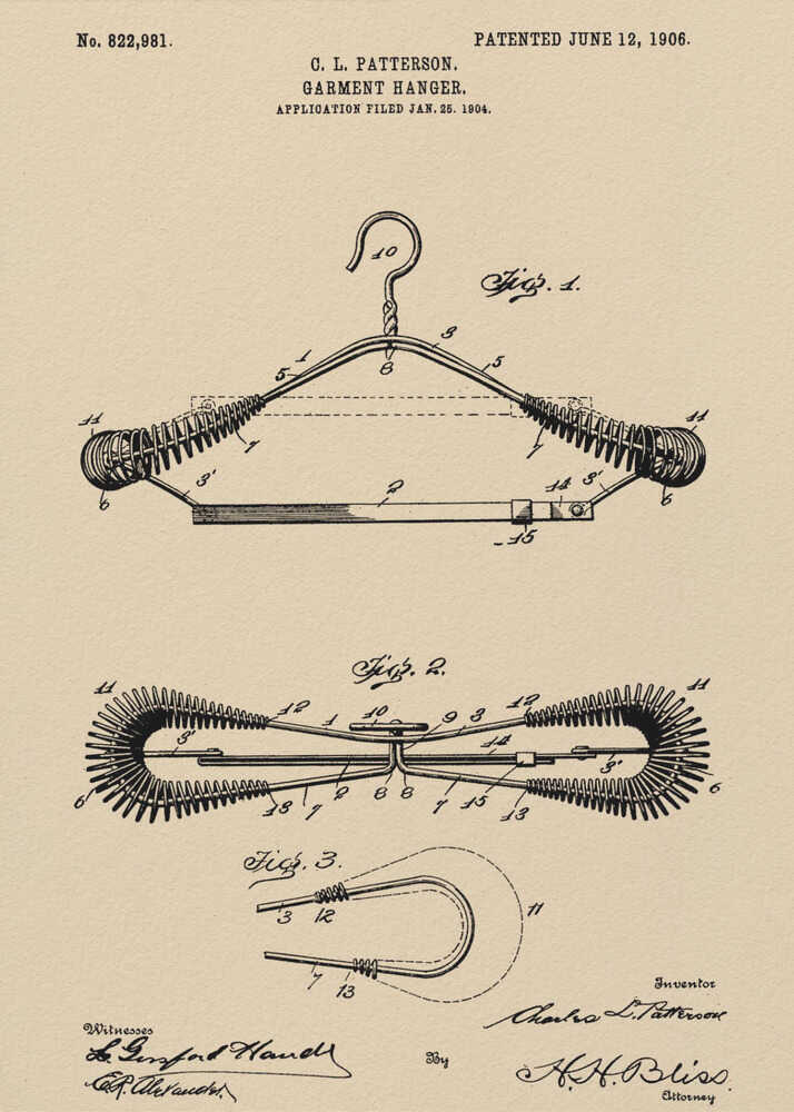 Garment Hanger Patent 1906 - Poster / Art Print