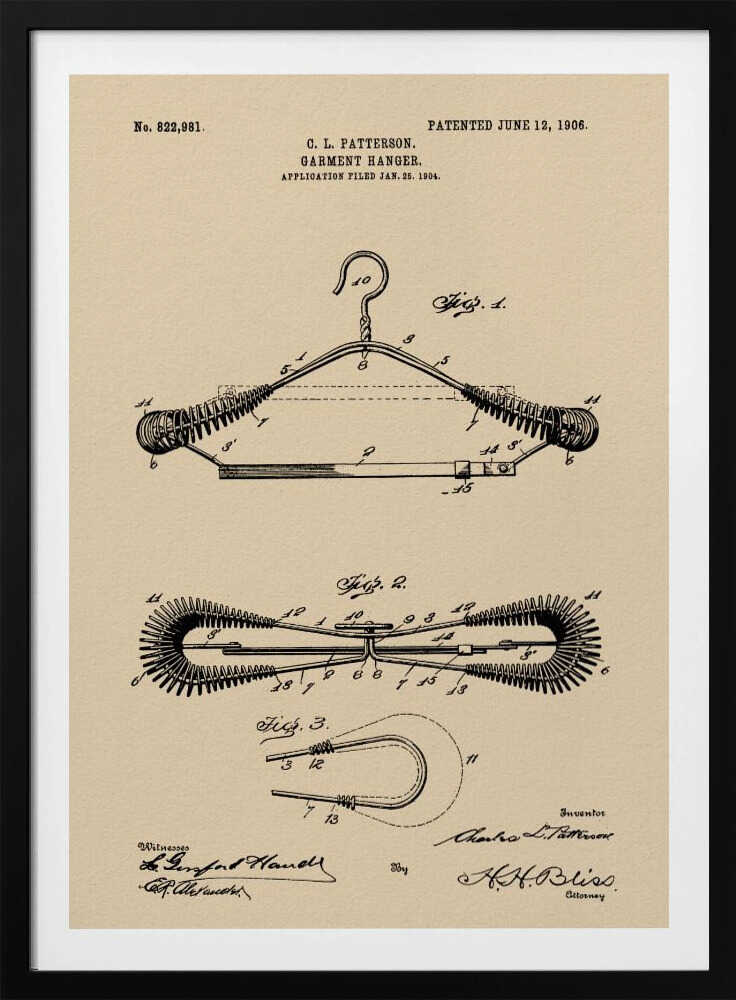 Garment Hanger Patent 1906 - Poster / Art Print