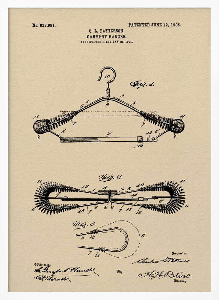 Garment Hanger Patent 1906 - Poster / Art Print