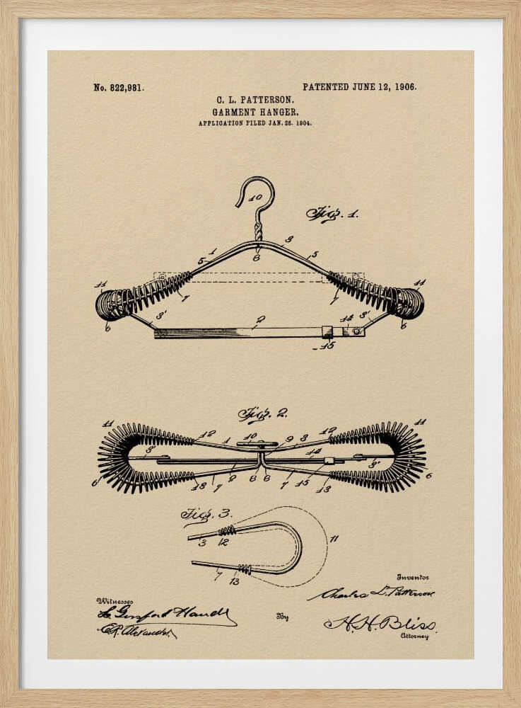 Garment Hanger Patent 1906 - Poster / Art Print