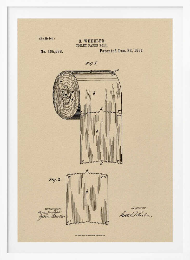 Toilet Paper Roll Patent 1891 - Poster / Art Print