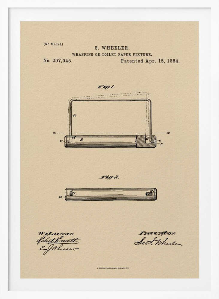 Toilet Paper Fixture Patent 1884 - Poster / Art Print