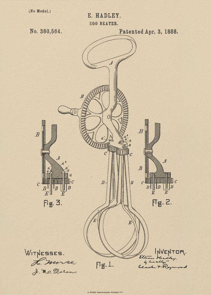 Egg Beater Patent 1888 - Poster / Art Print