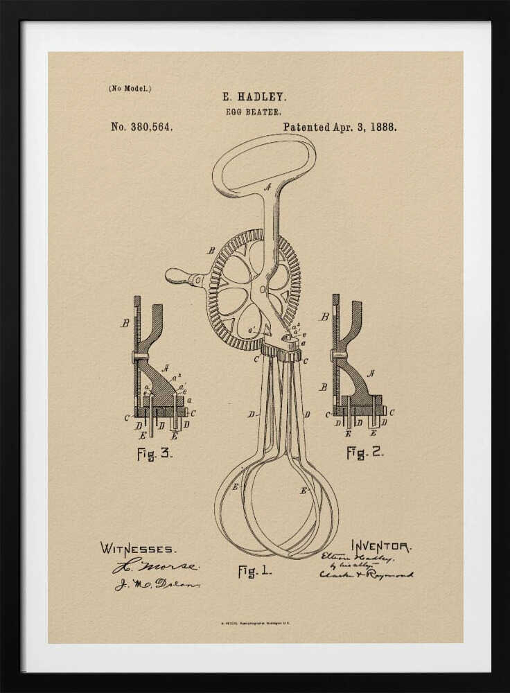 Egg Beater Patent 1888 - Poster / Art Print