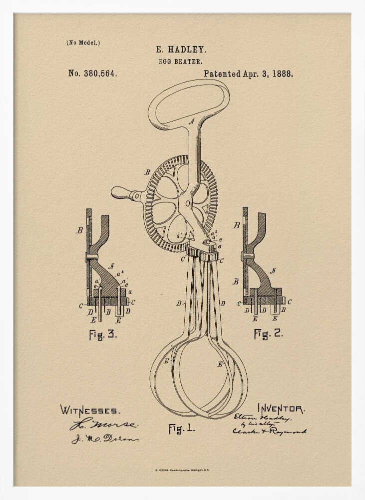 Egg Beater Patent 1888 - Poster / Art Print