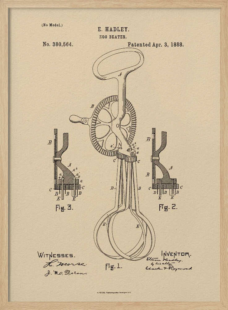 Egg Beater Patent 1888 - Poster / Art Print