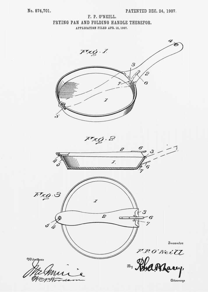 Frying Pan Patent 1907 - Poster / Art Print