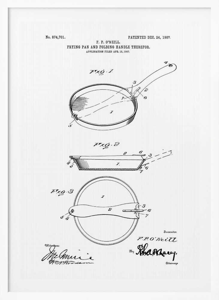 Frying Pan Patent 1907 - Poster / Art Print