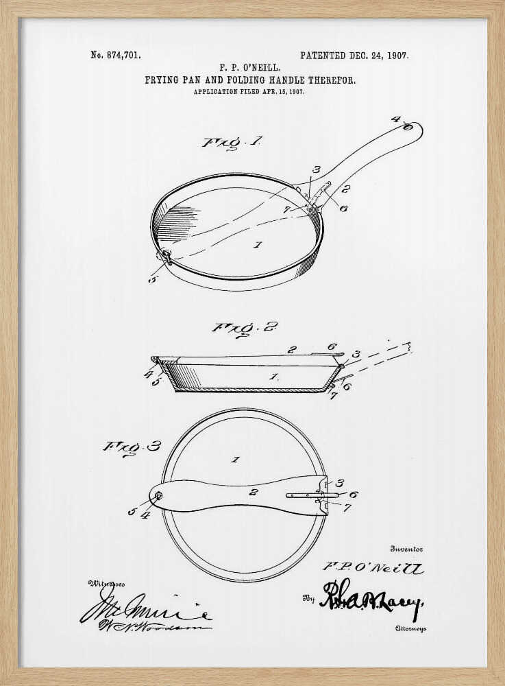 Frying Pan Patent 1907 - Poster / Art Print
