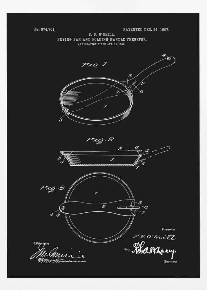 Frying Pan Patent 1907 - Poster / Art Print