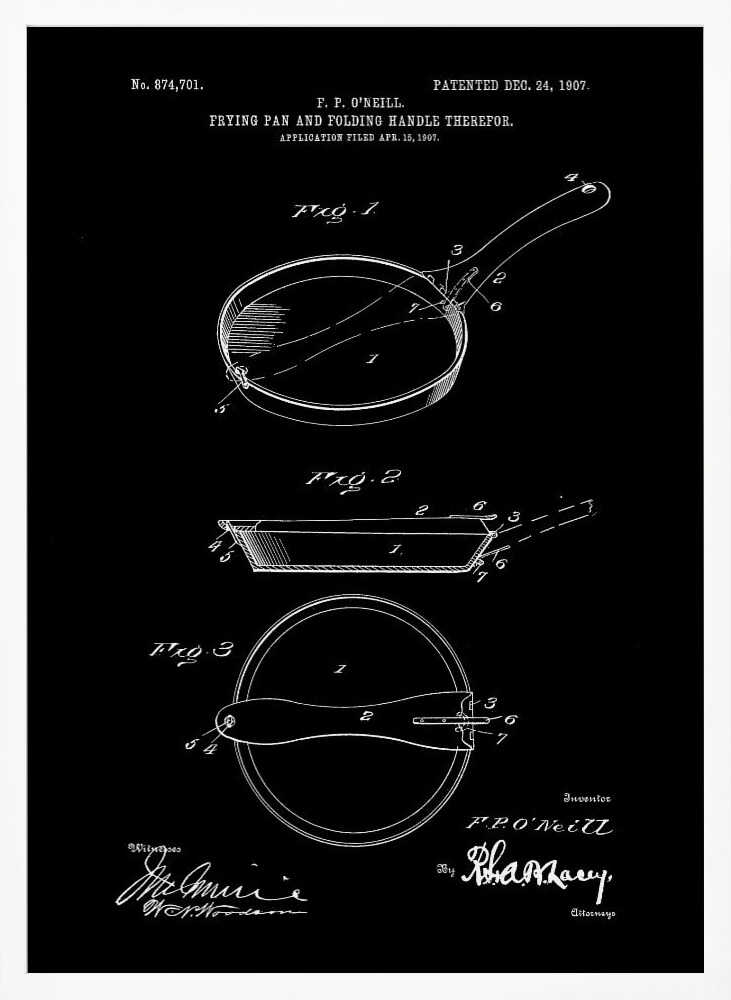 Frying Pan Patent 1907 - Poster / Art Print