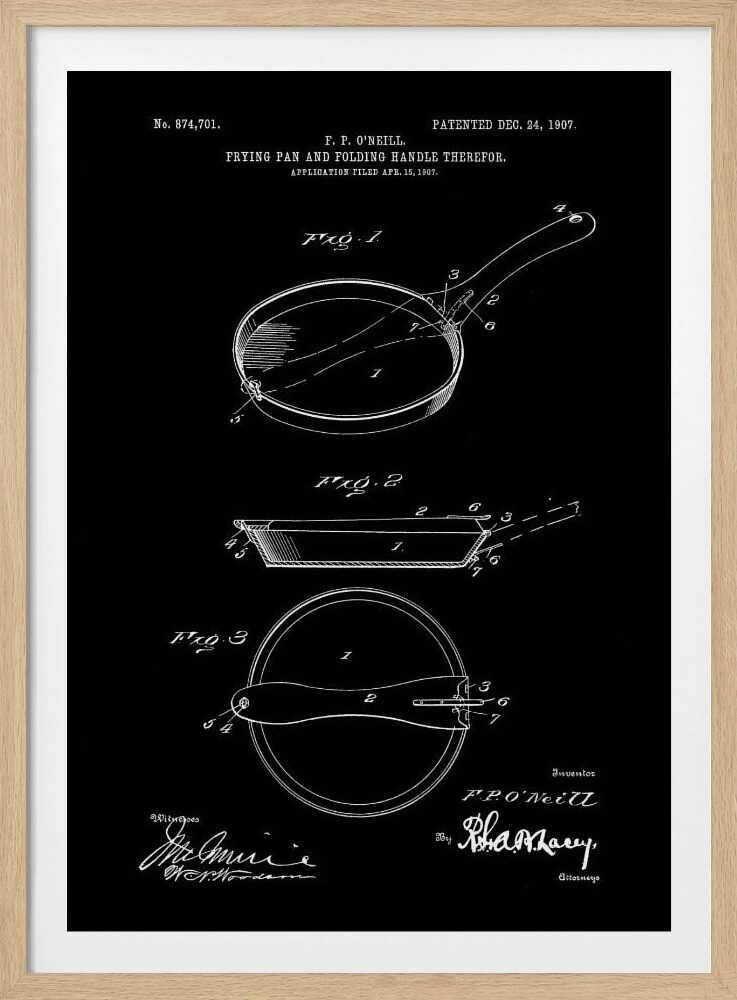 Frying Pan Patent 1907 - Poster / Art Print