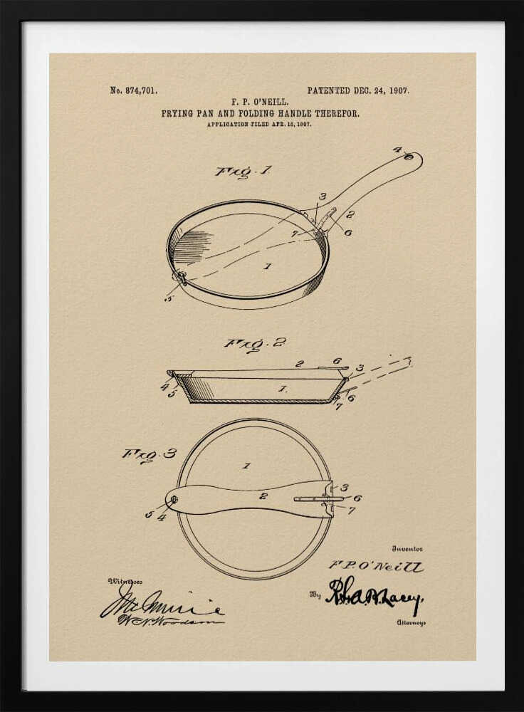 Frying Pan Patent 1907 - Poster / Art Print