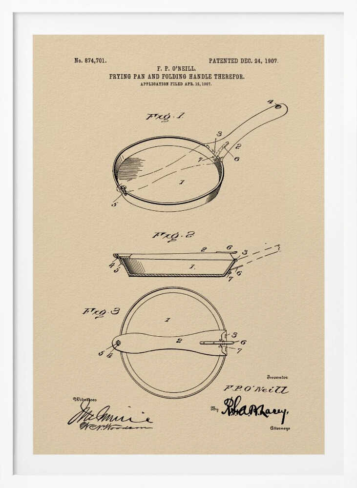 Frying Pan Patent 1907 - Poster / Art Print