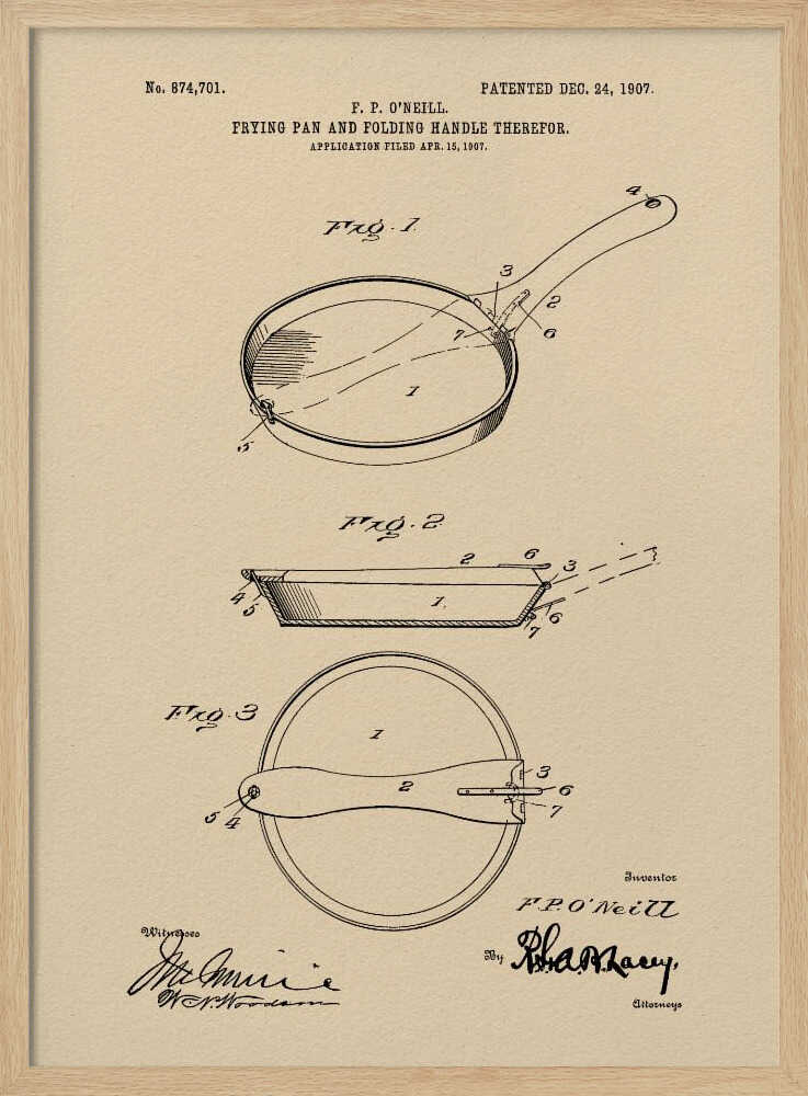 Frying Pan Patent 1907 - Poster / Art Print