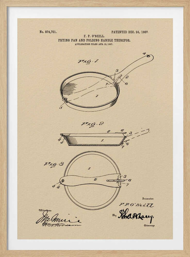 Frying Pan Patent 1907 - Poster / Art Print