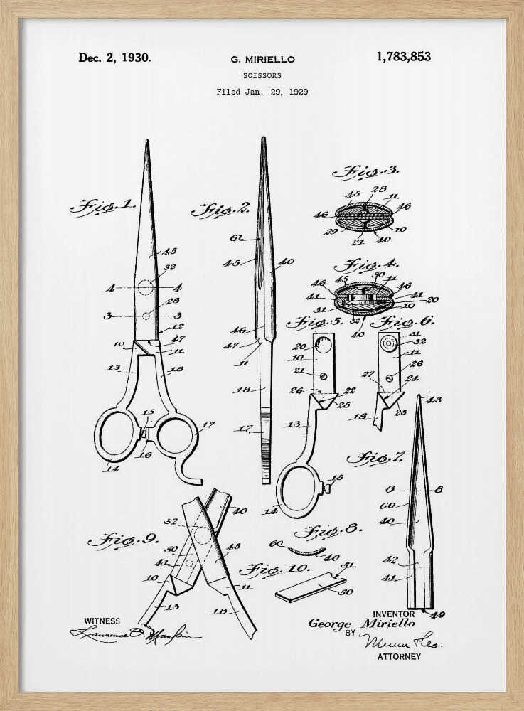 Scissors Patent 1929 - Poster / Art Print
