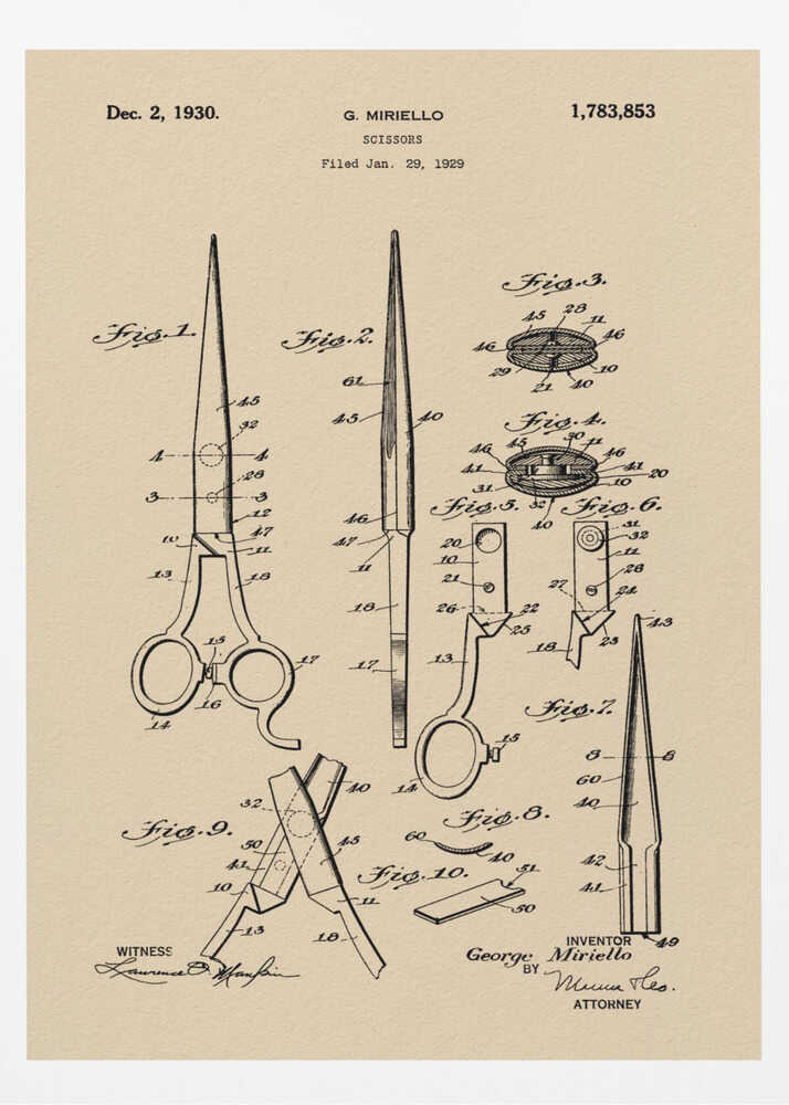Scissors Patent 1929 - Poster / Art Print