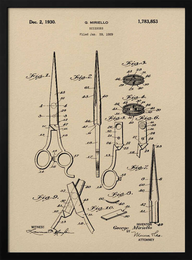 Scissors Patent 1929 - Poster / Art Print