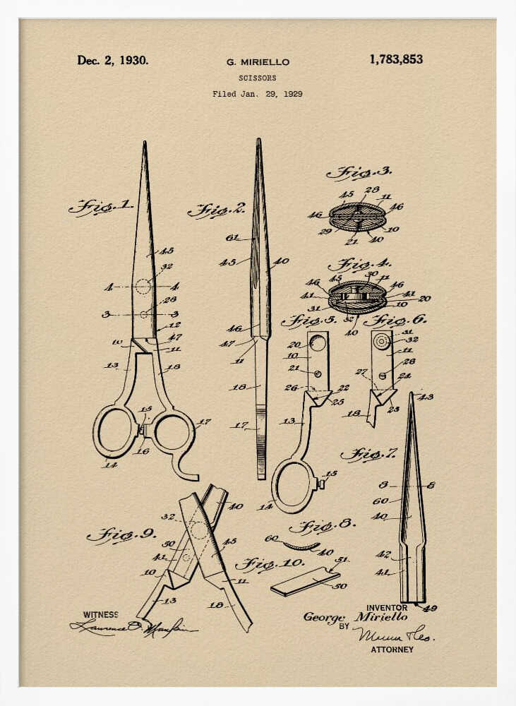 Scissors Patent 1929 - Poster / Art Print