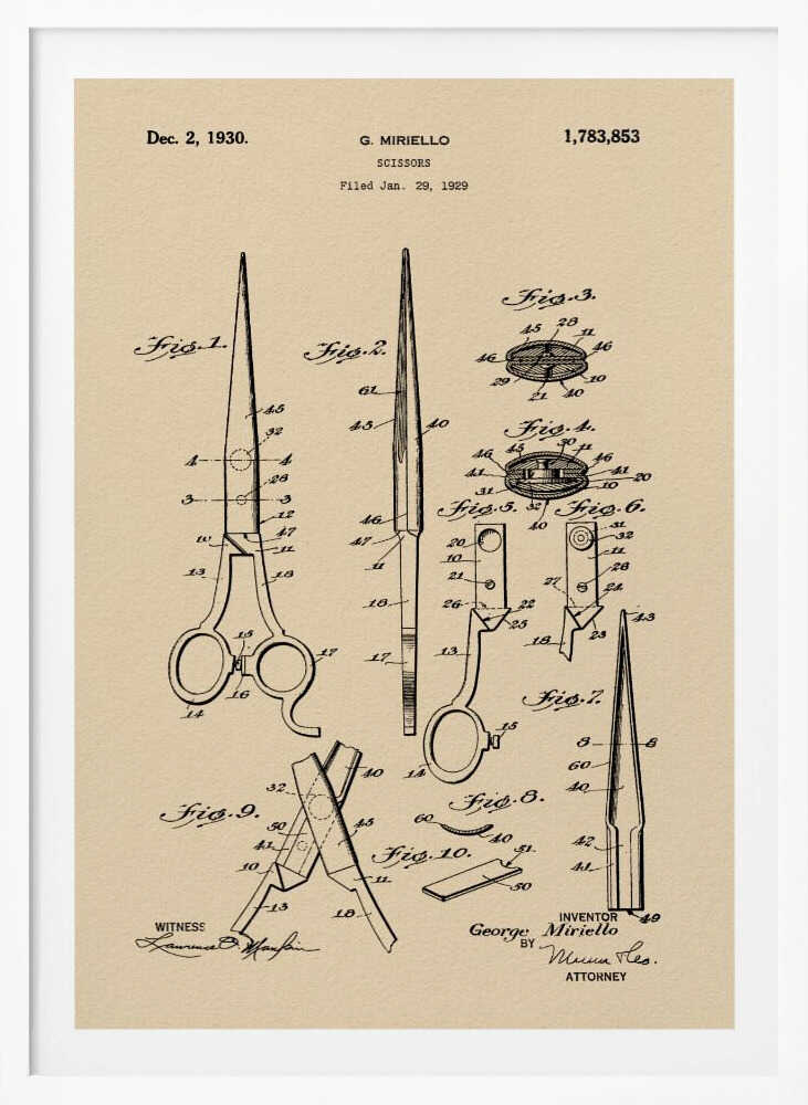 Scissors Patent 1929 - Poster / Art Print