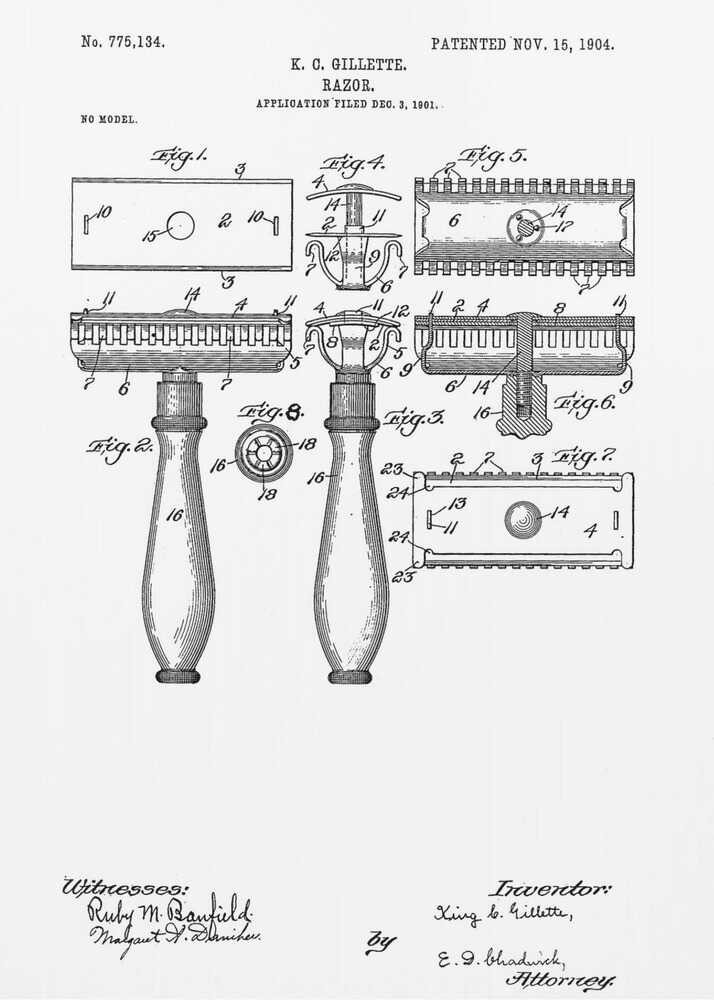 Razor Patent 1904 - Poster / Art Print
