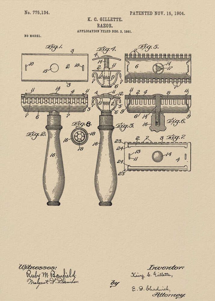 Razor Patent 1904 - Poster / Art Print