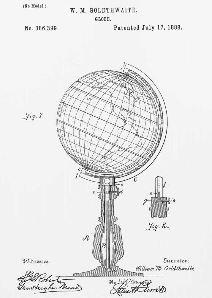 Globe Patent 1888 - Poster / Art Print