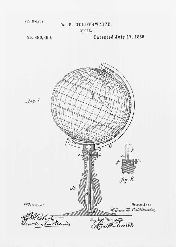 Globe Patent 1888 - Poster / Art Print
