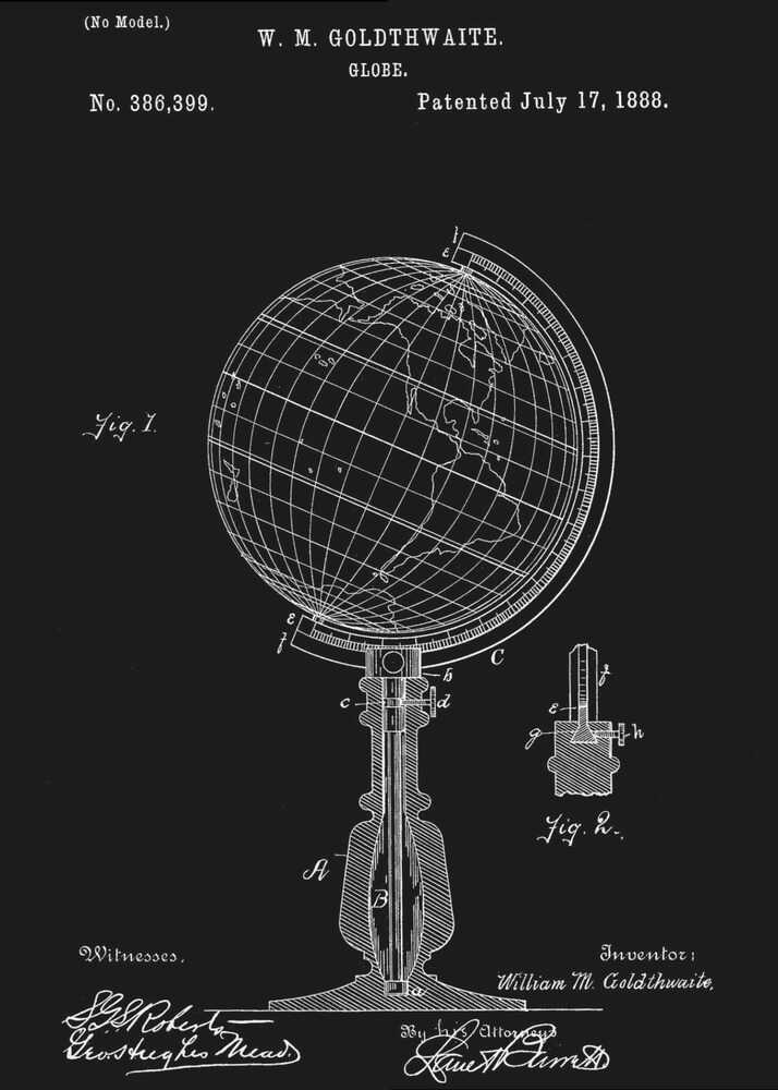 Globe Patent 1888 - Poster / Art Print