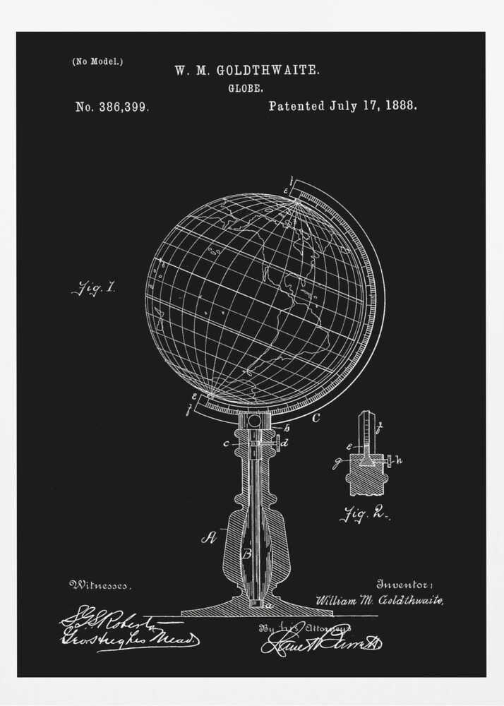 Globe Patent 1888 - Poster / Art Print