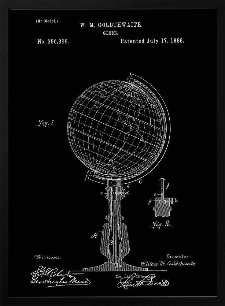 Globe Patent 1888 - Poster / Art Print