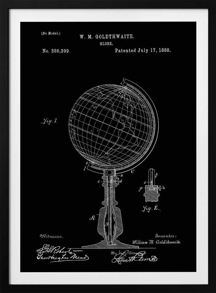 Globe Patent 1888 - Poster / Art Print