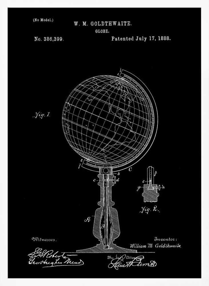 Globe Patent 1888 - Poster / Art Print