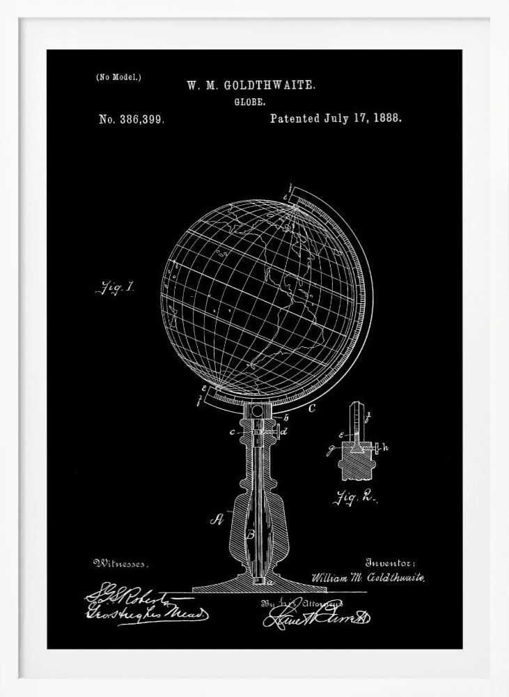 Globe Patent 1888 - Poster / Art Print