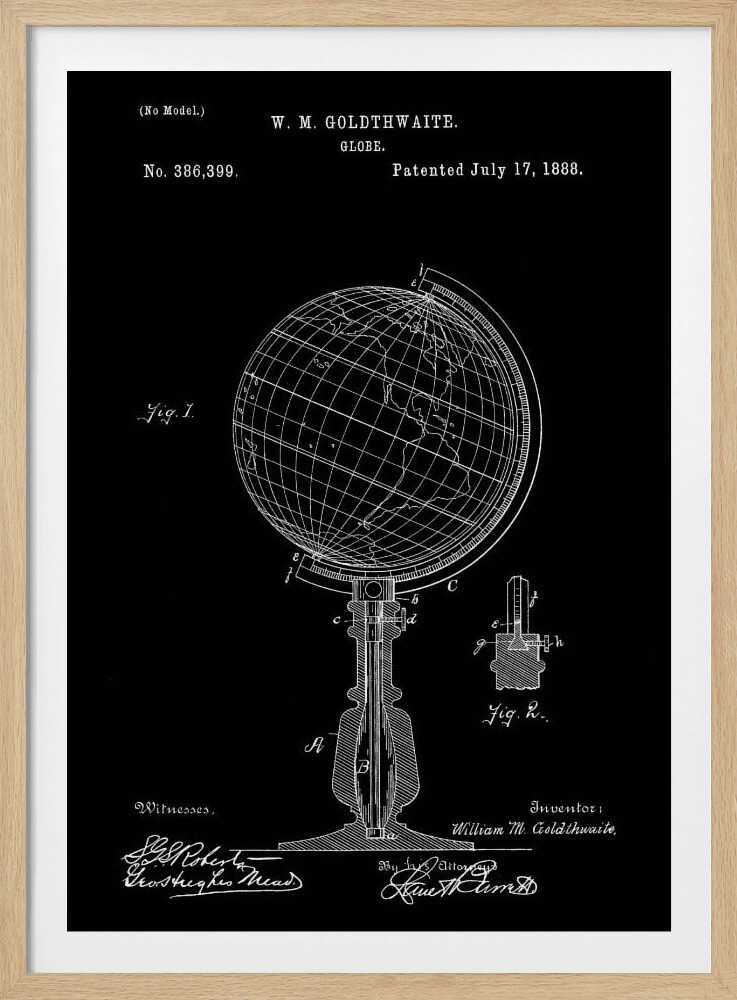 Globe Patent 1888 - Poster / Art Print