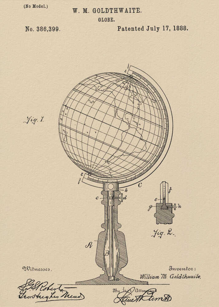 Globe Patent 1888 - Poster / Art Print