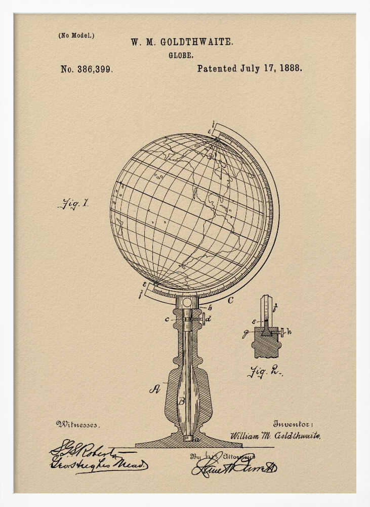 Globe Patent 1888 - Poster / Art Print