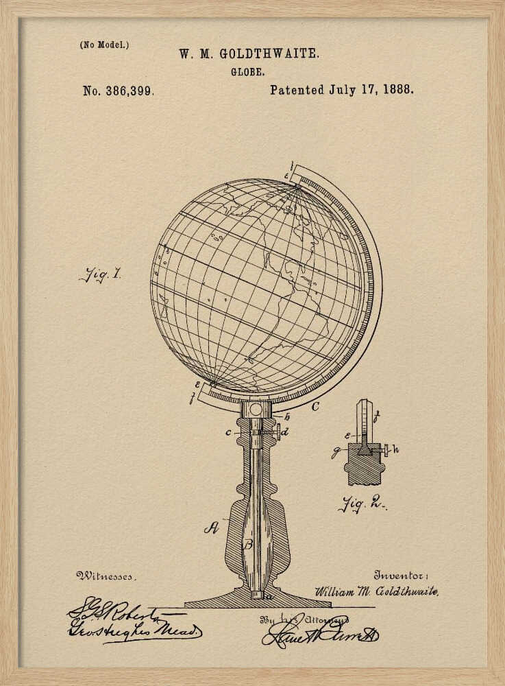 Globe Patent 1888 - Poster / Art Print