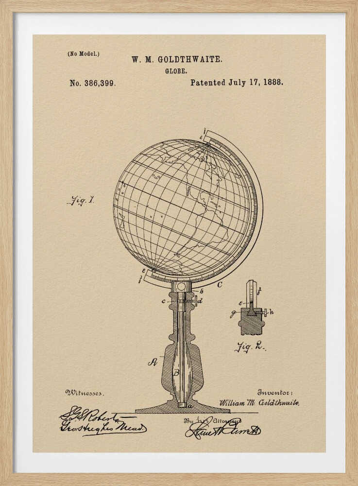 Globe Patent 1888 - Poster / Art Print