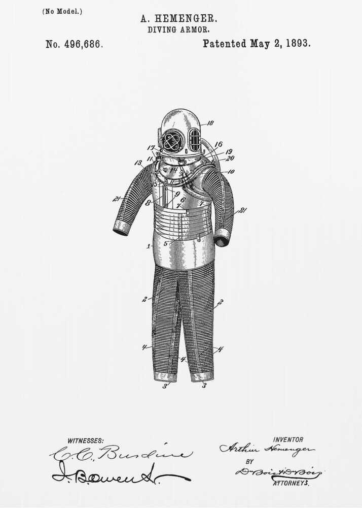 Diving Armor Patent 1893 - Poster / Art Print