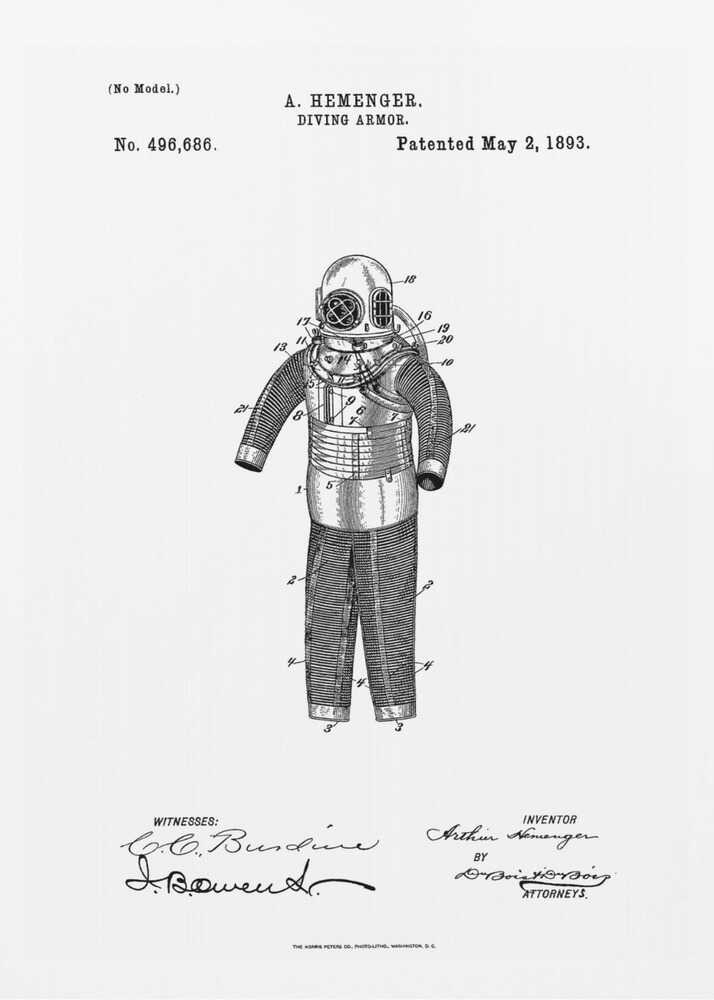 Diving Armor Patent 1893 - Poster / Art Print
