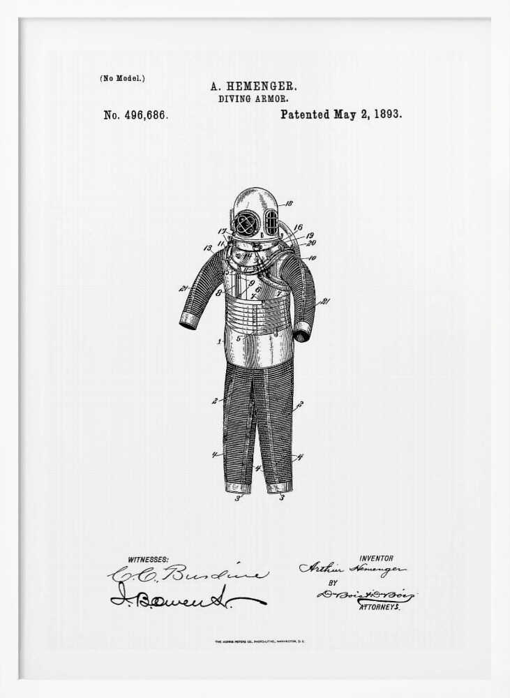 Diving Armor Patent 1893 - Poster / Art Print