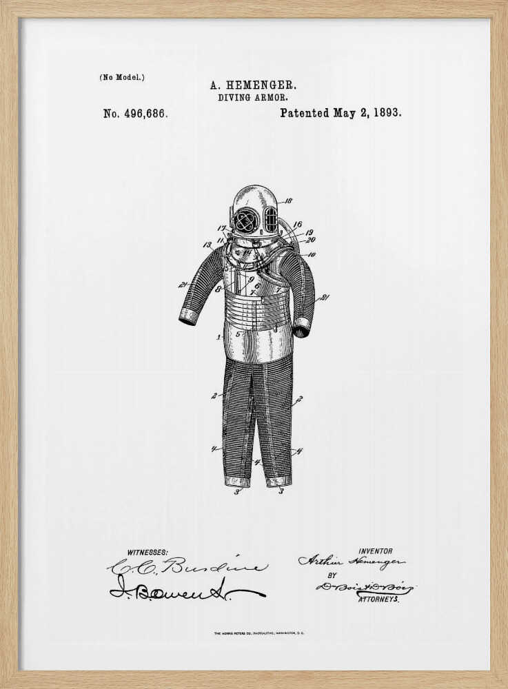 Diving Armor Patent 1893 - Poster / Art Print