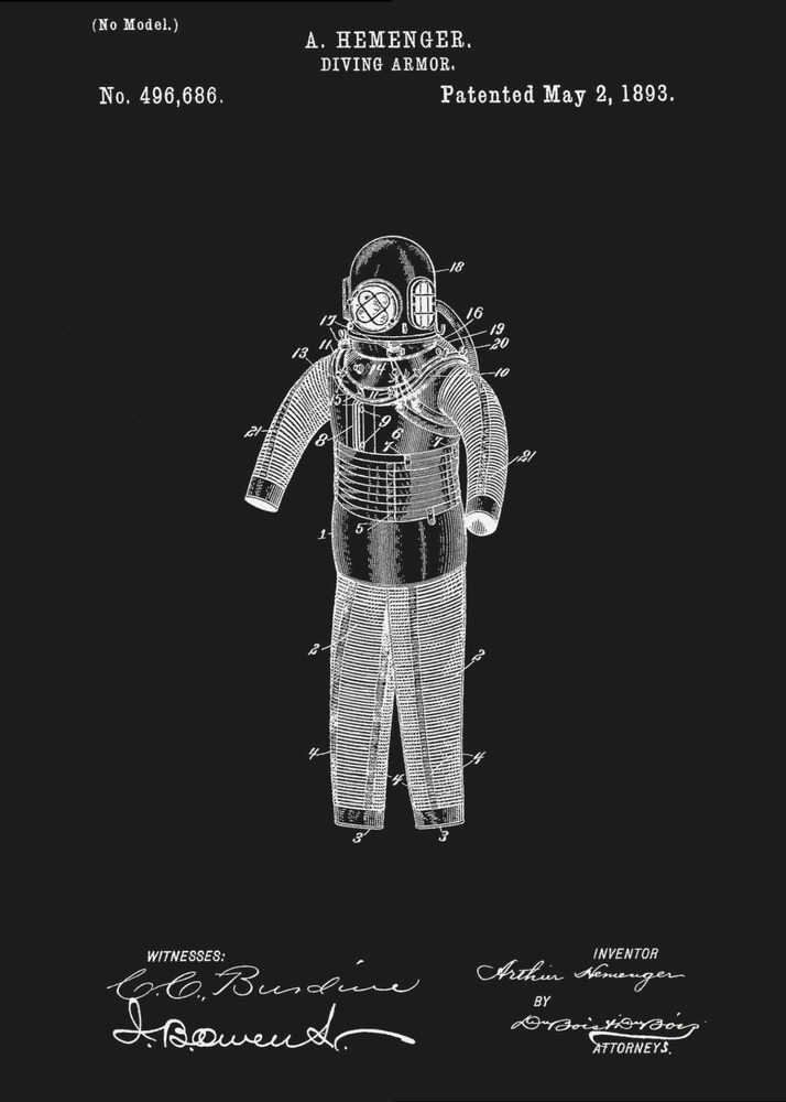 Diving Armor Patent 1893 - Poster / Art Print