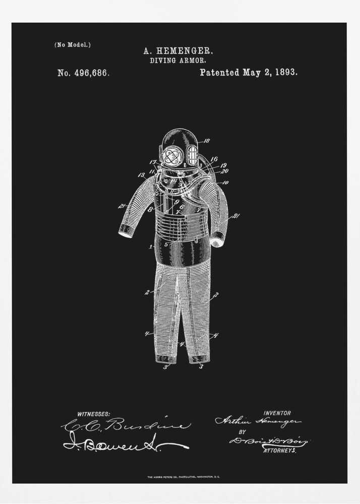Diving Armor Patent 1893 - Poster / Art Print