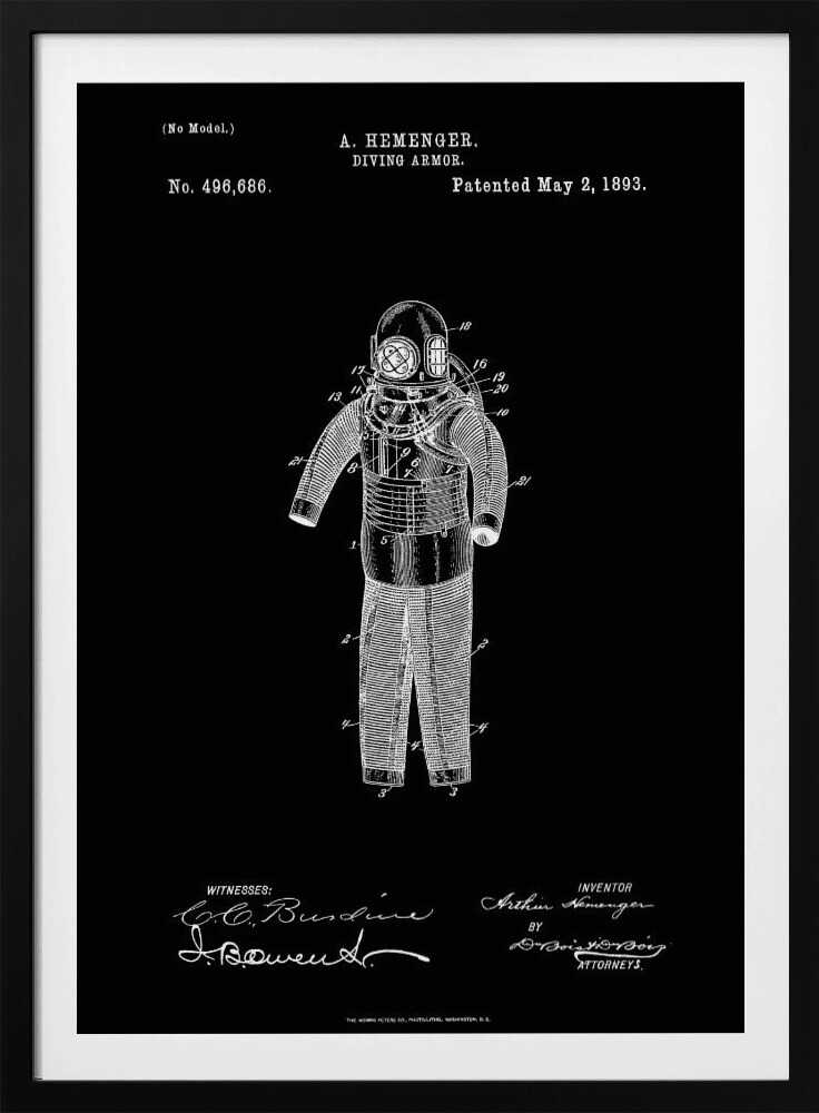 Diving Armor Patent 1893 - Poster / Art Print